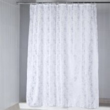 Штора текстильная для ванны Silver pearl/01 180х200см. "Серебристые цветы", цв. серебристый/белый