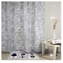Штора текстильная/ванны и душа  "Белые узоры" DSCN3059 180х200см, цв.белый/серый