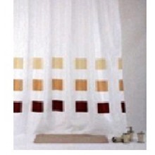 Штора текстильная/ванны и душа  "Квадраты" IMG0255,  180х200см, цв.корич/белый