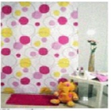 Штора текстильная/ванны и душа  "Разноцветные пузырьки" DSCN4061, 180х200см, цв.розов/желт/белый