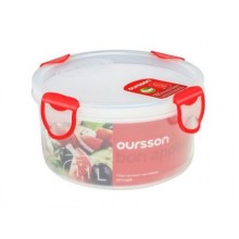 Пластиковый контейнер Oursson CP-0400 R/TR прозрачный с красным_круглая 