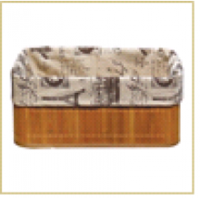 Бамбуковая корзинка с покрытием из натурального льна (каркас: стальной прут) BLB-09-1, р-р 38*28*16