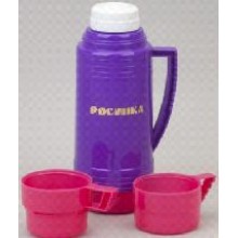 Термос РОСИНКА РОС-200 фиолет, со стеклянной колбой 1,0 л, 2 чашки, материал – пластик, стекло