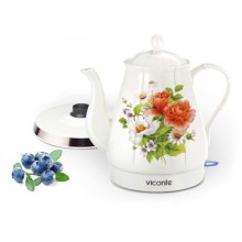 Чайник керамический Viconte VC-3242, об.1,5л, 2000Вт., белый , рис.Роза