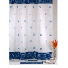 Штора текстильная для ванны "Греция" DSCN3023 180х200см., цв. белый/синий