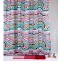 Штора текстильная для ванны "Космос" DSCN3784 180х200см,  цв. розовый/бирюзовый