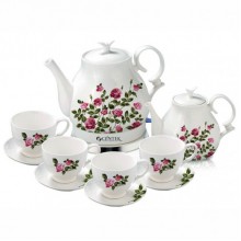 Чайный набор Centek CT-1059 roses керамика 10 предметов (Чайник 1.5л+Завар чайник+Чашки+Блюдца)