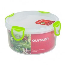 Пластиковый контейнер Oursson CP-1100 R/TE прозрачный с зеленым_круглая 