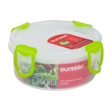 Пластиковый контейнер Oursson CP-0400 R/TE прозрачный с зеленым_круглая 