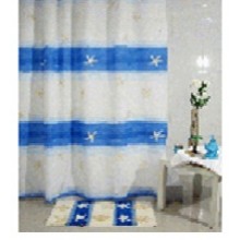 Штора текстильная/ванны и душа "Морской" DSCN3390, 180х200см, цв. белый/синий
