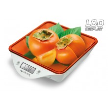 Весы кухонные Centek CT-2455 (бел/оранж) электр.-чаша, max 5кг, шаг 1г, квадрат форма, подсветка LCD