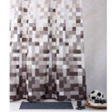 Штора текстильная/ванны и душа "Мозаика" 950263, 180х200см., цв. белый/чёрный