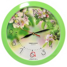 Часы настенные TROYKA 11121186 (Яблоневый цвет,салатовое кольцо,пластик)NEW
